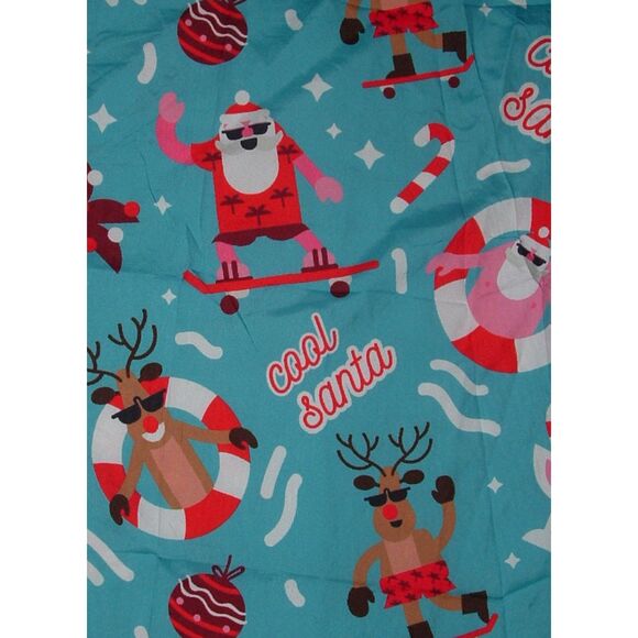 NEW Mens Sz Medium CHRISTMAS SANTA CLAUS REINDEER Print Button Up Holiday Shirt - Picture 2 of 2